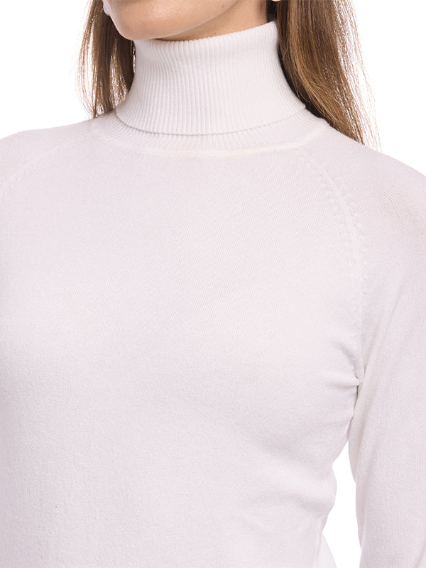 Suéter Jersey Liso con Cuello Alto y Manga Larga