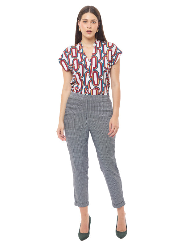 Pantalón de Bengalina con Estampado de Cuadros
