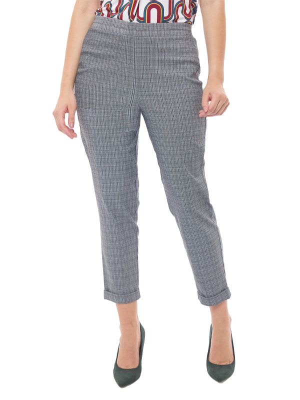 Pantalón de Bengalina con Estampado de Cuadros