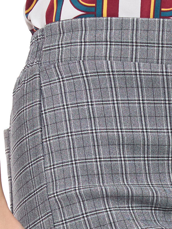 Pantalón de Bengalina con Estampado de Cuadros