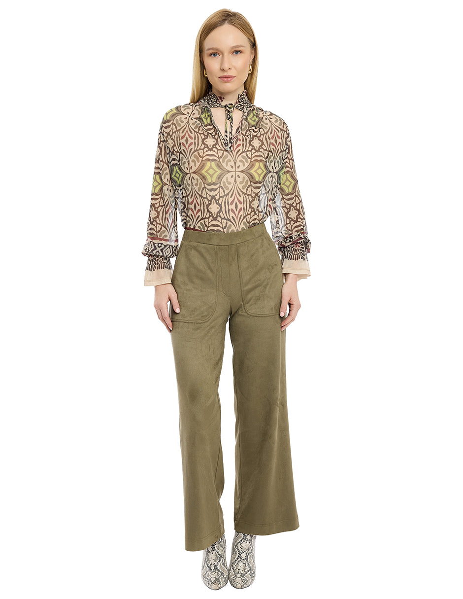 Pantalón Tipo Suede Liso