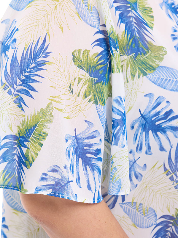 Blusa de escote redondo con manga de olán