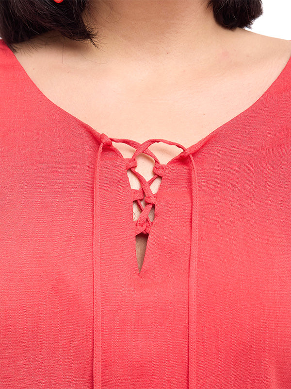 Blusa con Manga Amplia y Jaretas en Escote