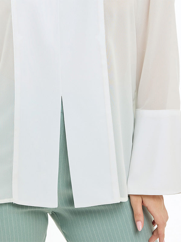 Blusa de Chifón Liso con Cuello V