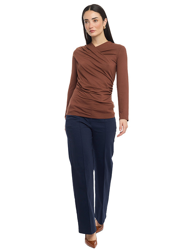 Blusa de Escote Envolvente con Pliegues Laterales