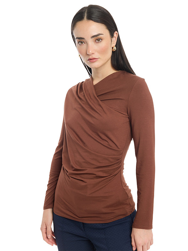 Blusa de Escote Envolvente con Pliegues Laterales
