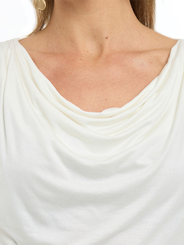 Blusa Hombro Prolongado con Escote Hamaca y Pliegues Laterales