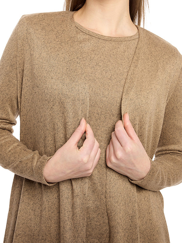 Ensamble de Jersey Liso con Manga Larga y Largo Asimétrico