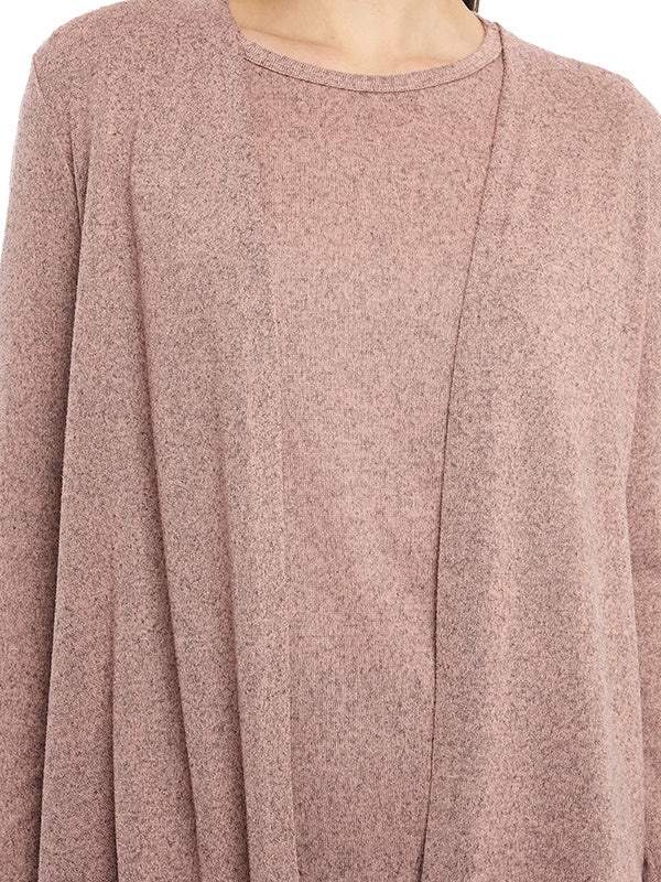 Ensamble de Jersey Liso con Manga Larga y Largo Asimétrico