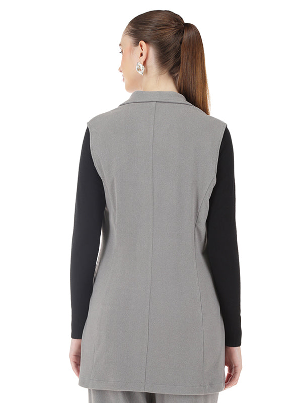 Chaleco Liso con Solapa Delgada