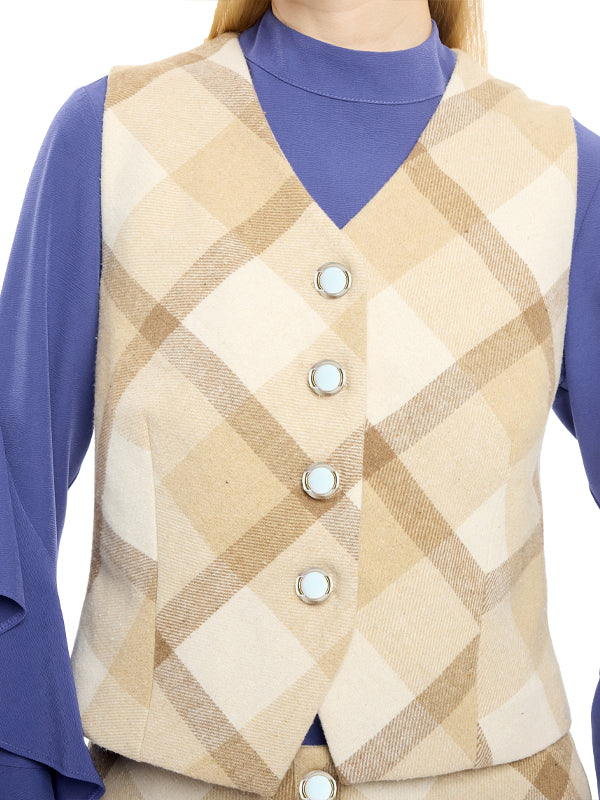 Chaleco Tafetán Preteñido a Cuadros