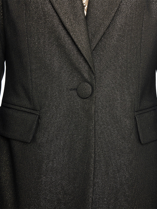 Saco en Tela con Lurex Con Carteras y Forro Interno