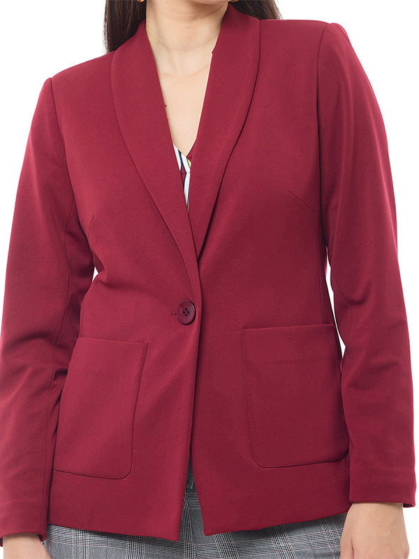 Saco de Jersey Liso con Cuello Redondo y Bolsas Funcionales