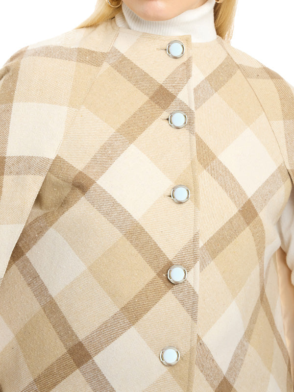 Abrigo Poncho Tafetán Preteñido a Cuadros