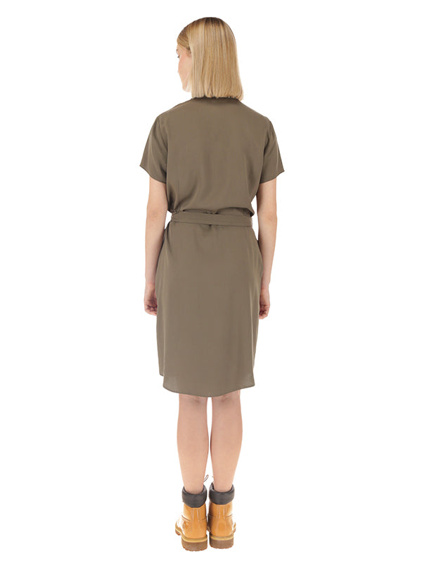 Vestido Liso Corto con Cuello Camisero