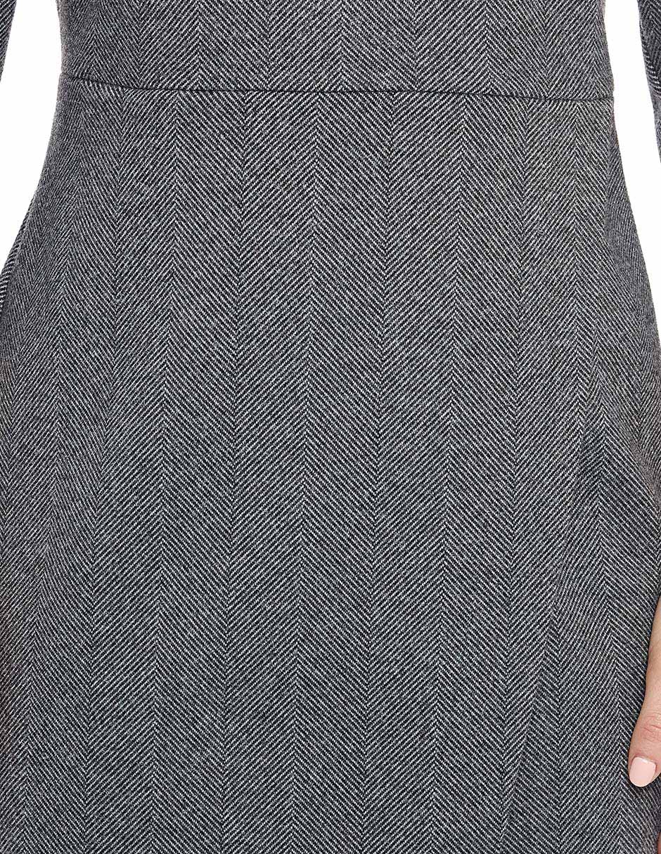 Vestido corto de tafetán preteñido con silueta envolvente y manga 3/4