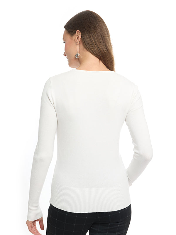 Suéter Jersey Liso Cuello Redondo Manga Larga Largo Medio con Transfer