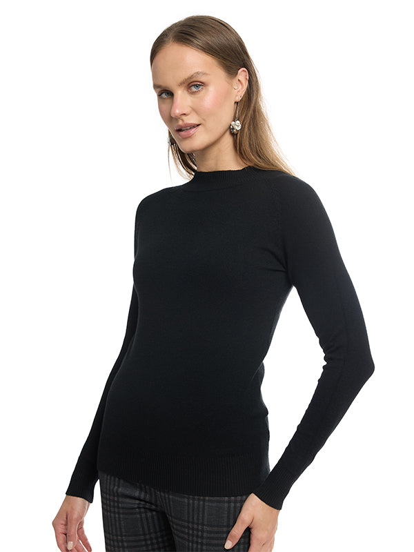 Suéter Jersey Liso Cuello Alto, Manga Larga y Largo Medio