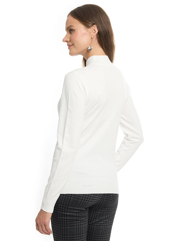 Suéter Jersey Liso con Transfer, Cuello Alto y Manga Larga