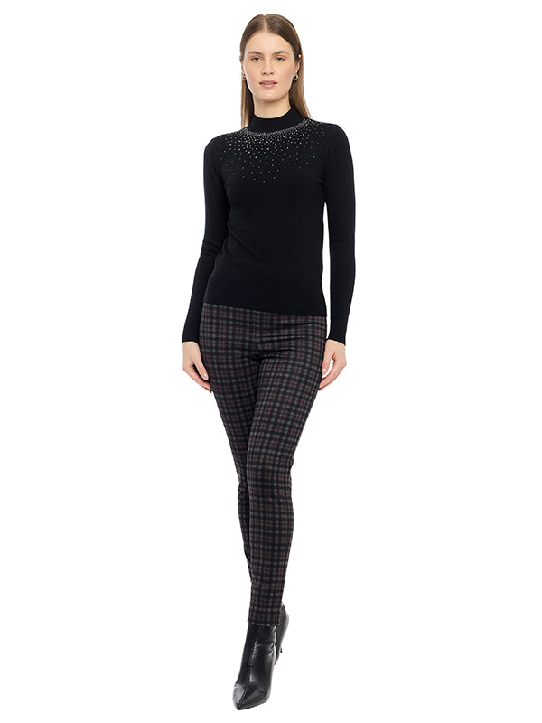 Suéter Jersey Liso, Cuello Alto, Manga Larga y Largo Medio