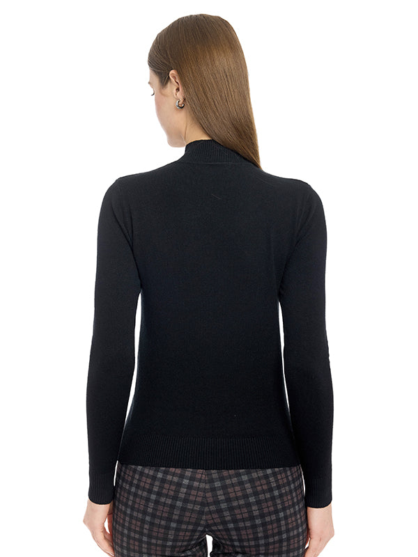 Suéter Jersey Liso, Cuello Alto, Manga Larga y Largo Medio