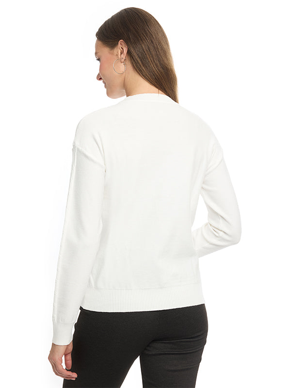 Suéter De Jersey Liso Cuello Redondo