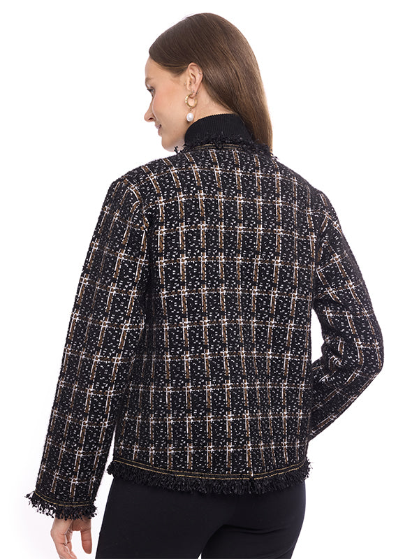 Sueter De Jersey Liso Cuello Redondo Manga Larga Con Botones Y Bolsas Decorativas