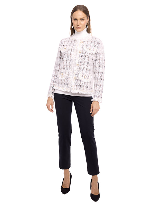 Sweater De Jersey Liso Cuello Redondo Con Botones Y Bolsas Decorativas