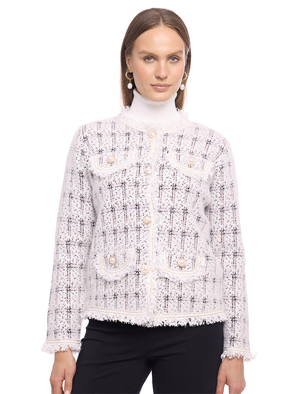 Sweater De Jersey Liso Cuello Redondo Con Botones Y Bolsas Decorativas