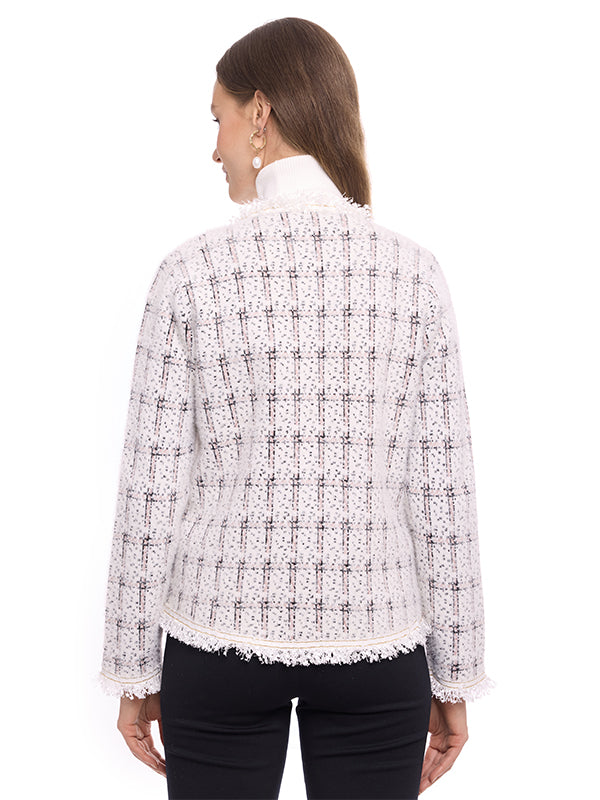 Sweater De Jersey Liso Cuello Redondo Con Botones Y Bolsas Decorativas