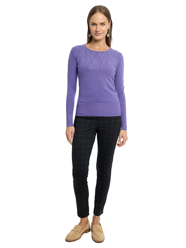 Suéter de Jersey Liso con Cuello Redondo y Manga Larga