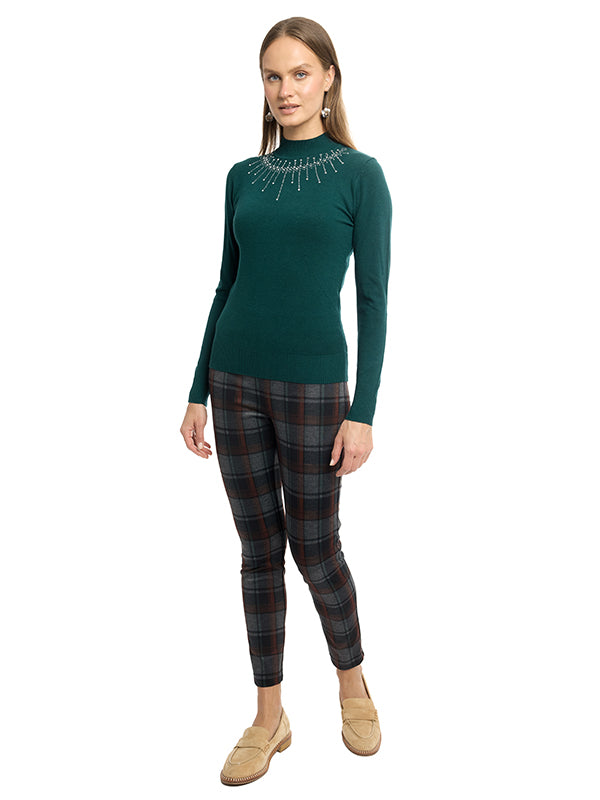 Suéter Jersey Liso con Cuello Alto y Manga Larga