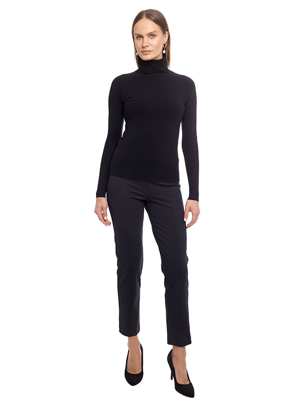 Suéter Jersey Liso con Cuello Alto y Manga Larga