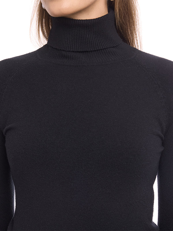 Suéter Jersey Liso con Cuello Alto y Manga Larga