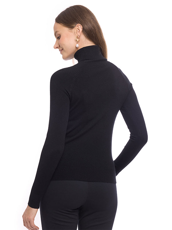 Suéter Jersey Liso con Cuello Alto y Manga Larga