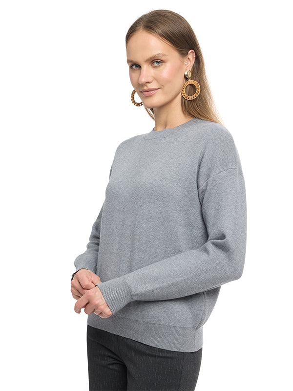 Suéter Jersey Liso con Cuello Redondo y Manga Larga