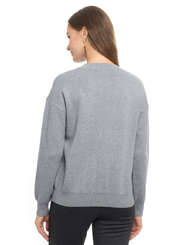 Suéter Jersey Liso con Cuello Redondo y Manga Larga