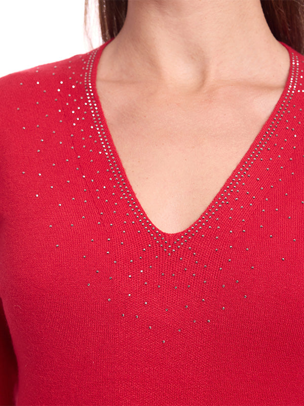 Suéter Jersey Liso con Cuello Redondo, Manga Larga y Transfer