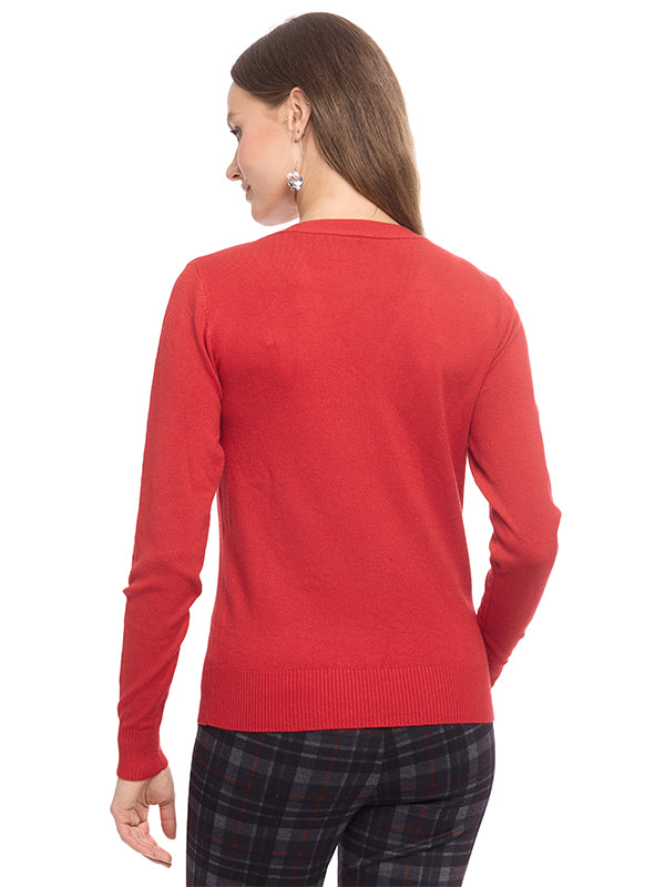 Suéter Jersey Liso con Cuello Redondo, Manga Larga y Transfer