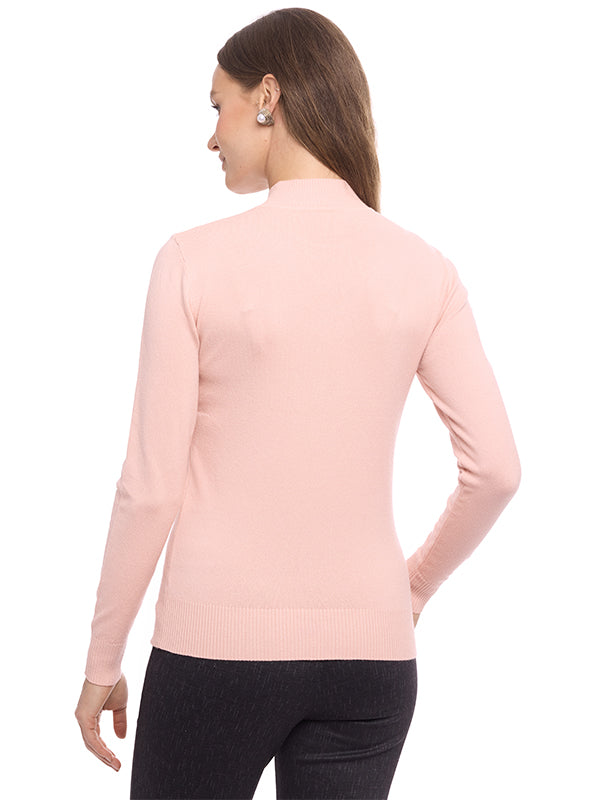 Suéter Jersey Liso con Cuello Alto, Manga Larga y Transfer