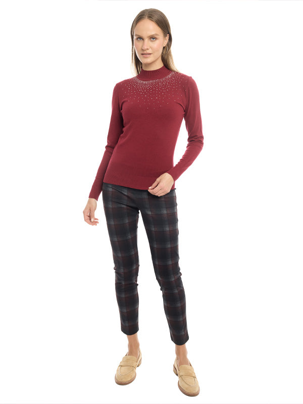 Suéter Jersey Liso con Cuello Alto, Manga Larga y Transfer