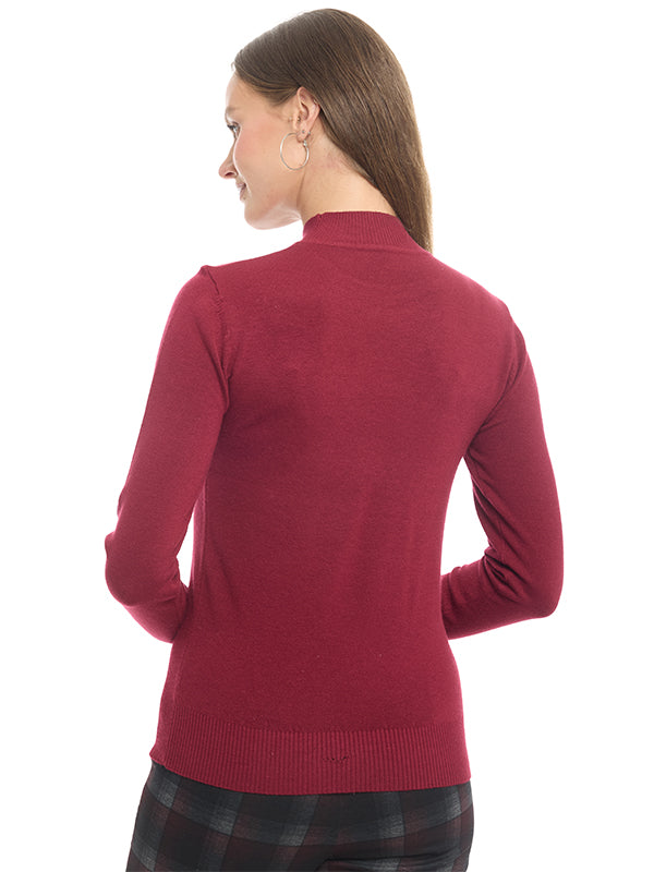 Suéter Jersey Liso con Cuello Alto, Manga Larga y Transfer