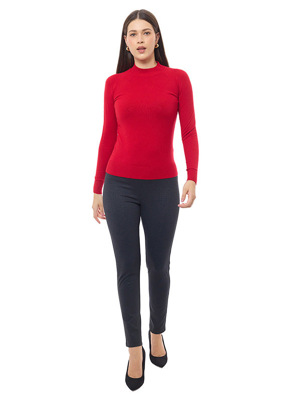 Suéter Jersey Liso con Cuello Alto y Manga Larga