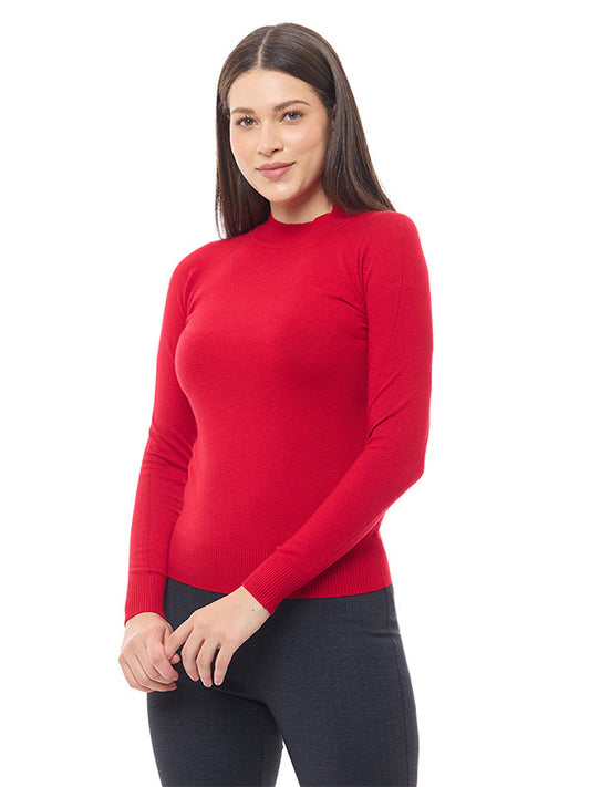 Suéter Jersey Liso con Cuello Alto y Manga Larga