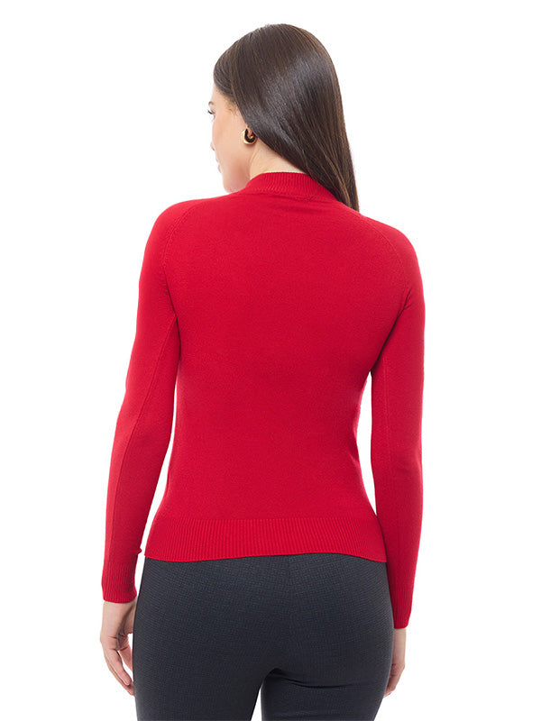 Suéter Jersey Liso con Cuello Alto y Manga Larga