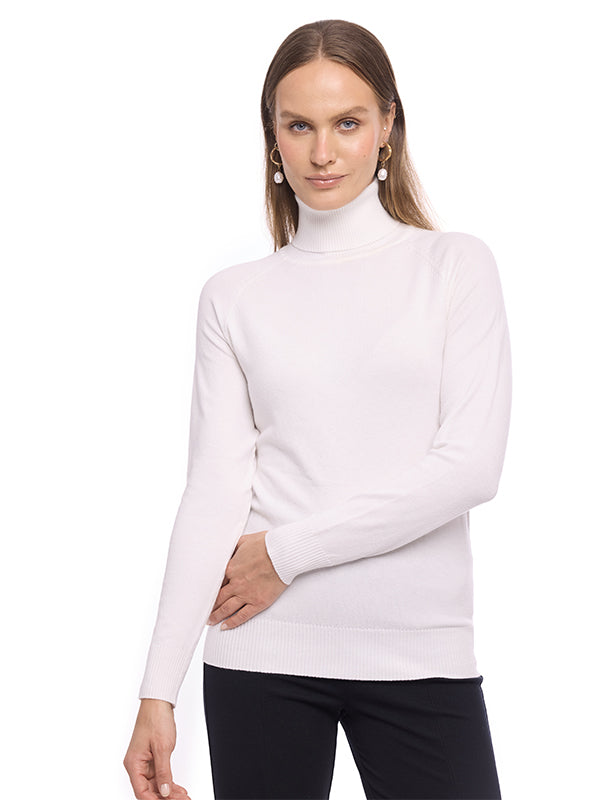 Suéter Jersey Liso con Cuello Alto y Manga Larga