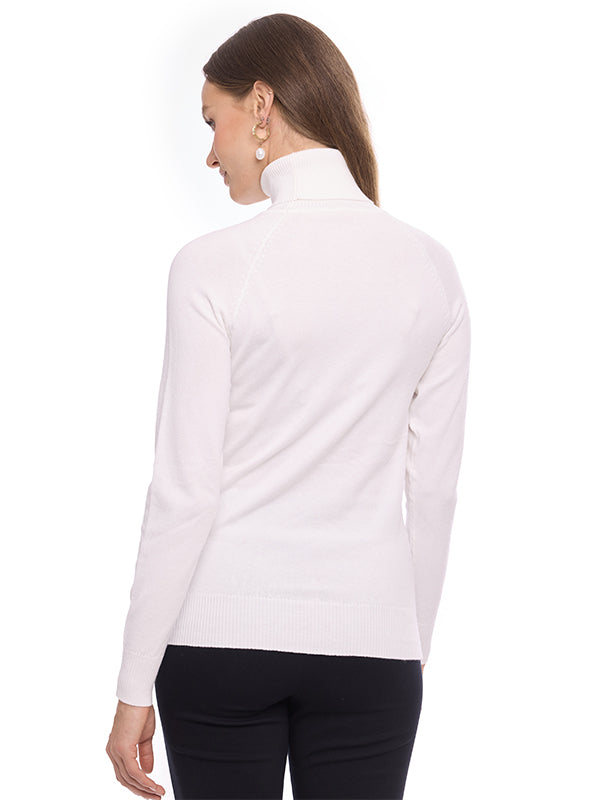 Suéter Jersey Liso con Cuello Alto y Manga Larga