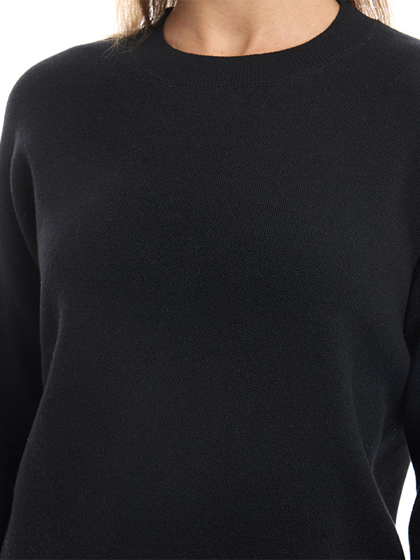 Suéter Jersey Liso con Cuello Redondo y Manga Larga