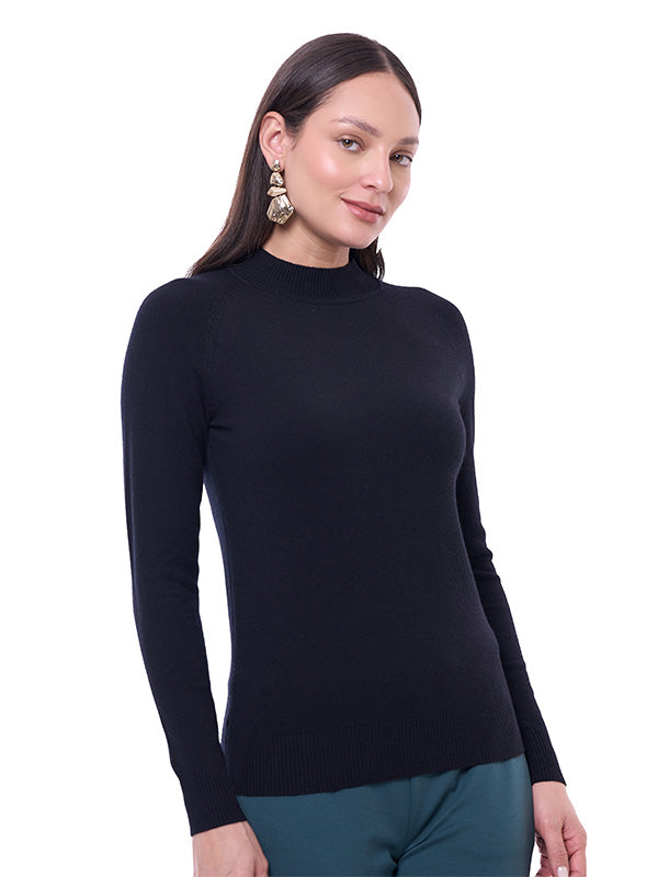Suéter de Jersey Liso con Cuello Alto