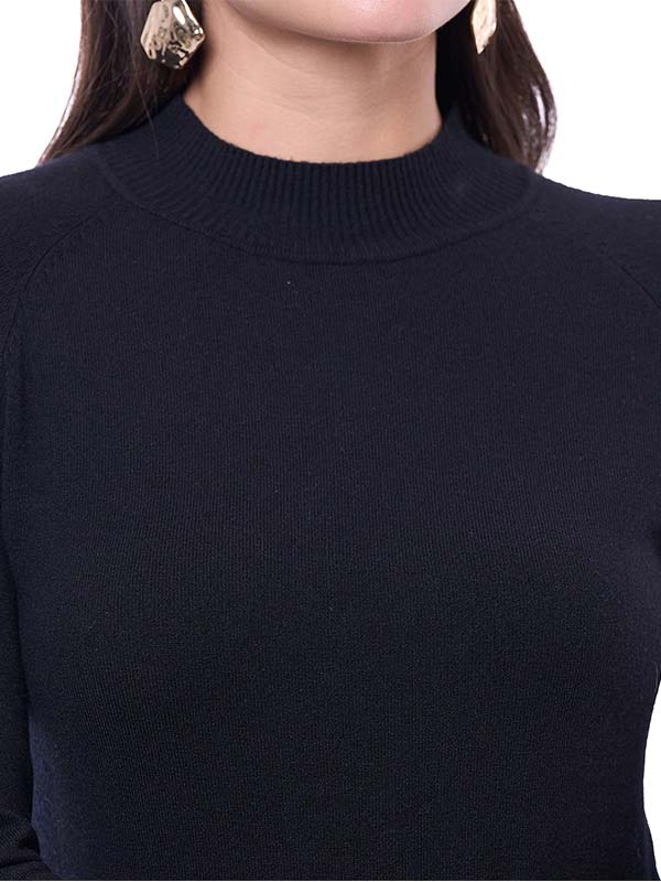 Suéter de Jersey Liso con Cuello Alto